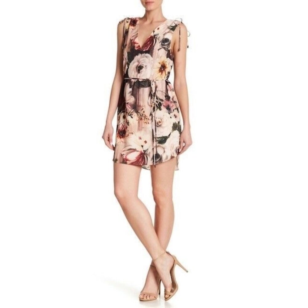 NWT HAUTE HIPPIE Womens' Follow Me Pink Floral Sleeveless Mini Shift Dress Sz S - Picture 2 of 9